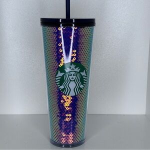 Starbucks Dark Purple Sequin Venti Cold Cup Tumbler Rare